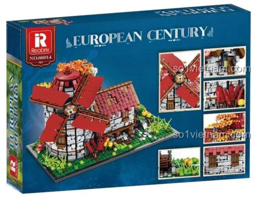 Reobrix 66014 Cối xay gió Thị trấn Trung cổ, bộ lắp ghép 66014, đồ chơi xây dựng Reobrix, mô hình kiến trúc châu Âu, hơn 2200 chi tiết, giá rẻ