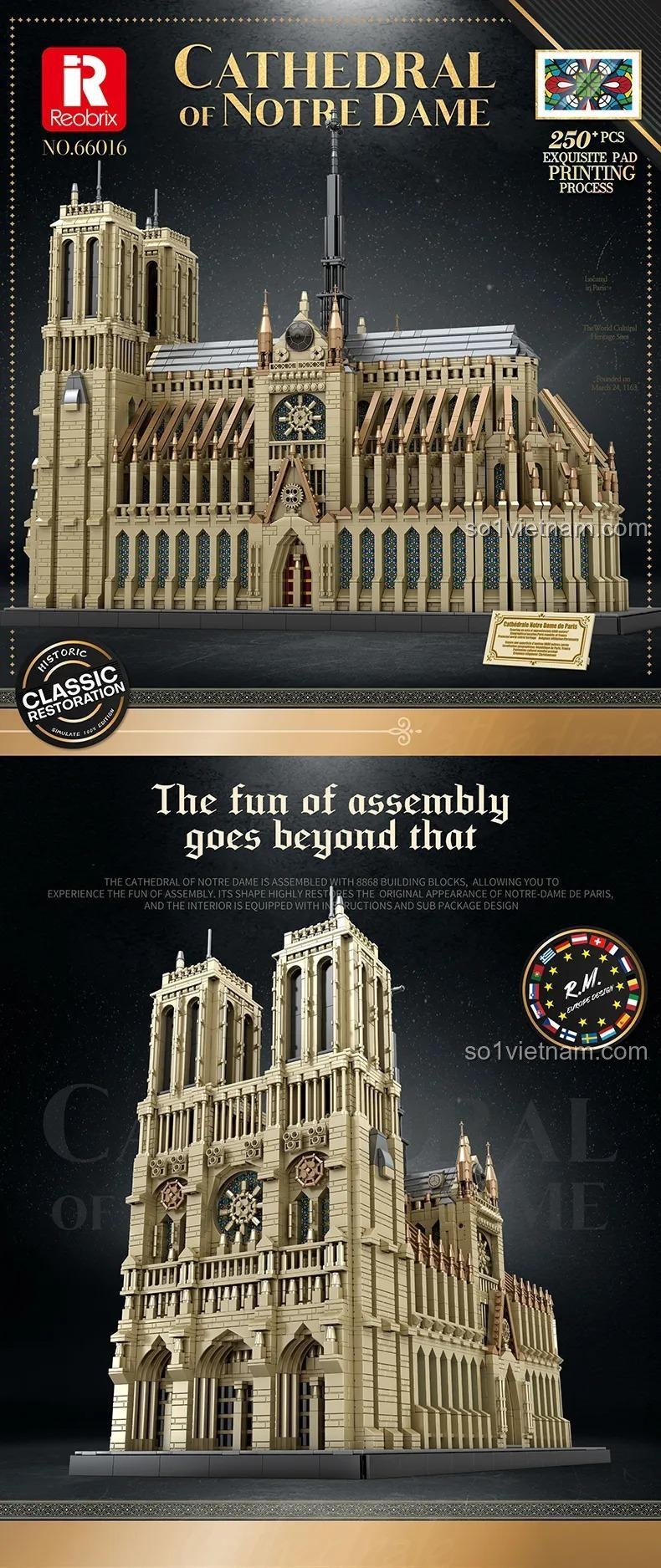 Mô hình Nhà thờ Đức Bà Paris Reobrix 66016 nhìn từ phía sau