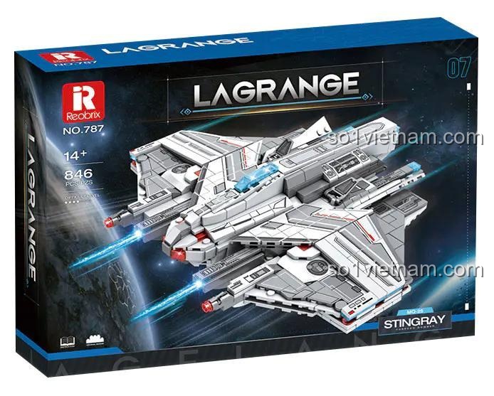 Hộp sản phẩm Tàu Chiến Không Gian Lagrange Phi Thuyền Stingray Reobrix 787 với thiết kế ấn tượng, phù hợp làm quà tặng cho con trai 14 tuổi.