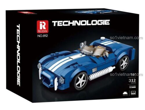Hộp đựng bộ lắp ghép Reobrix 812 Shelby Cobra S, mô hình xe đua, 312 chi tiết, dành cho người chơi 14 tuổi trở lên, Tốc độ Kinh Hoàng, Thiết kế Tỉ lệ 1:16, giá tốt