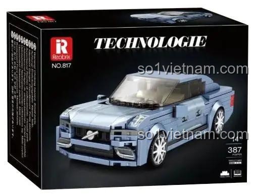 Hộp đồ chơi xếp hình Reobrix 817 xe đua xanh lam, món quà sáng tạo cho thanh niên.