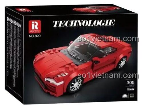 Hộp đồ chơi mô hình Reobrix 820, bộ xếp hình xe đua đỏ 305 chi tiết.