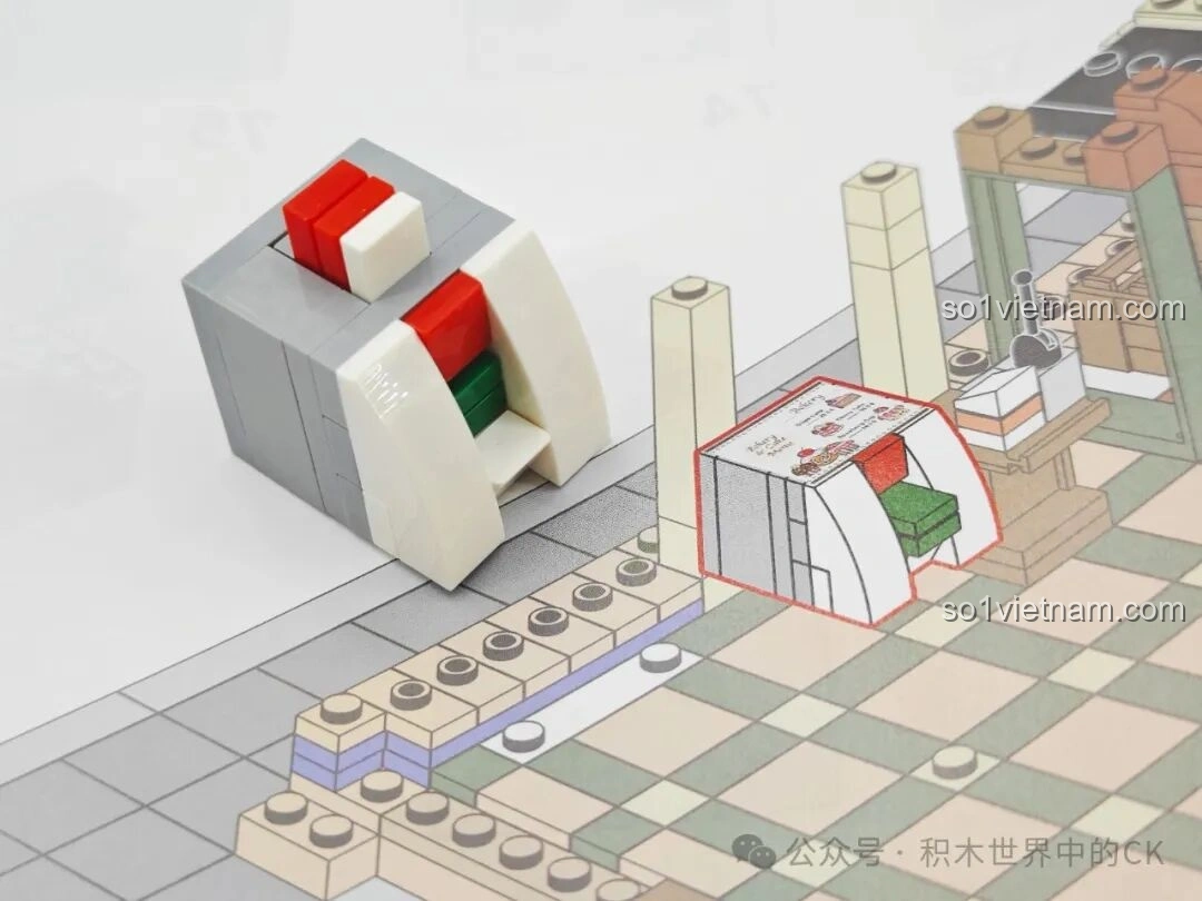 Hình ảnh hướng dẫn lắp ráp chi tiết của BAKA 33202 Xưởng Bánh Donut, minh họa từng bước rõ ràng.