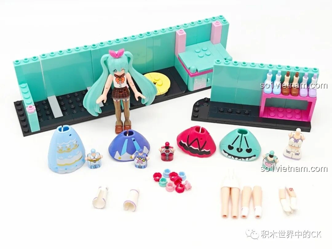 Các mảnh ghép đầu tiên của bộ lắp ghép Hatsune Miku: Tủ Đồ Thời Trang Mơ Ước 76013.