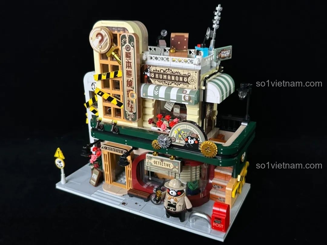 Chi tiết chiếc xe đạp và biển hiệu 