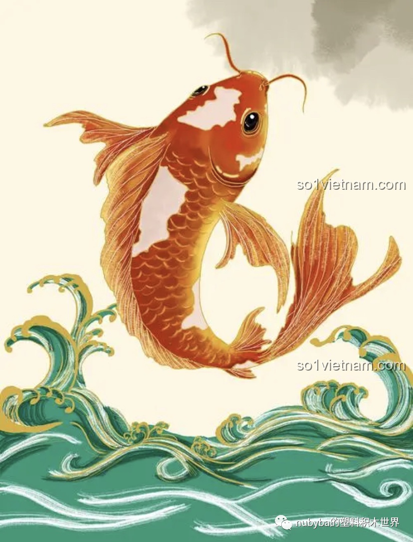Hình minh họa cá chép nghệ thuật, thể hiện vẻ đẹp và sự uyển chuyển của loài cá may mắn.