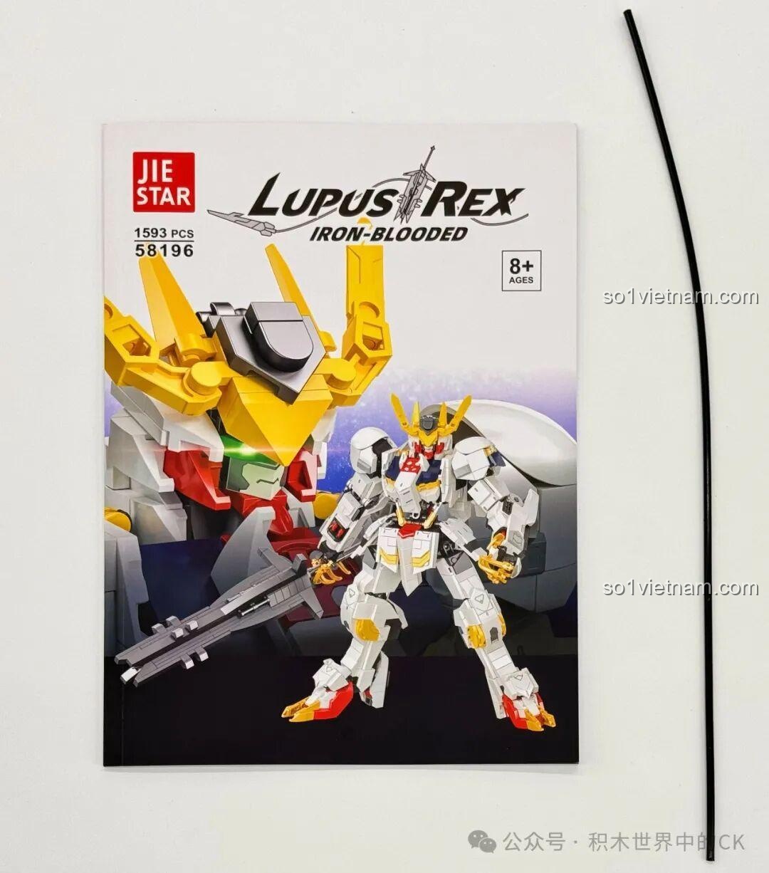 Sách hướng dẫn lắp ráp chi tiết và ống nhựa dẻo đi kèm bộ JIESTAR 58196 Mô hình Gundam Barbatos Lupus Rex.