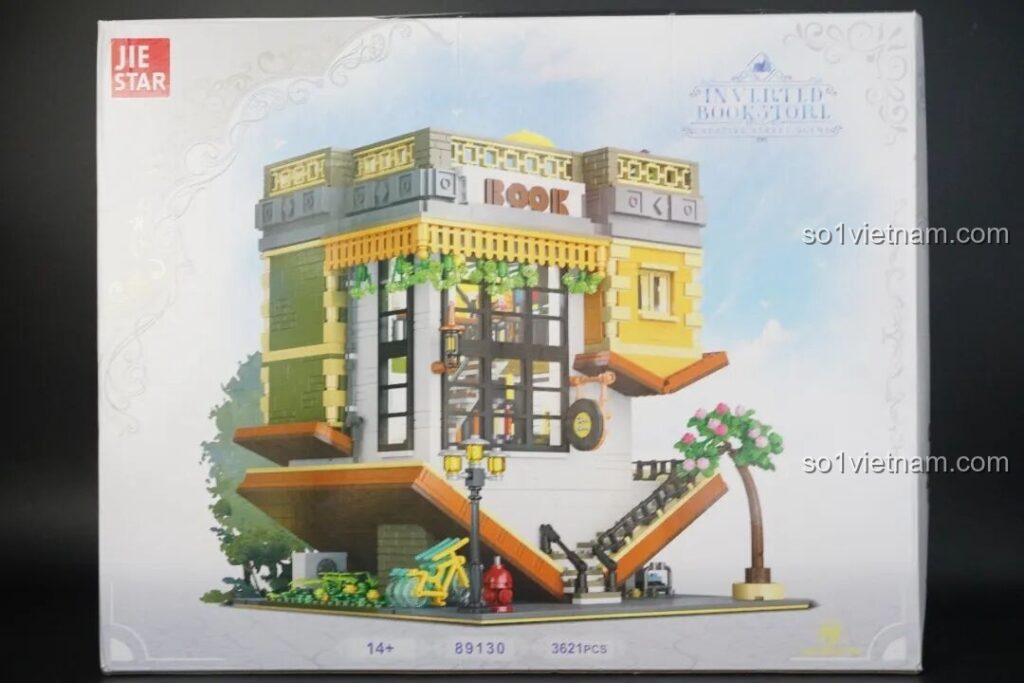 Hộp sản phẩm JIESTAR 89130 Tiệm Sách Ngược với thiết kế độc đáo