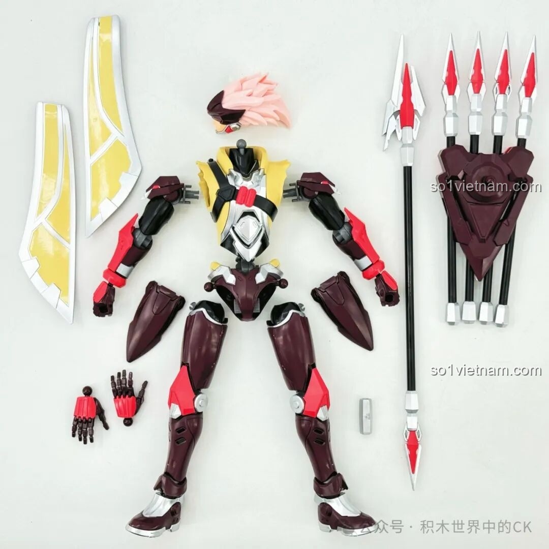 Mô hình Keeppley 78034 Robot Mã Siêu Người Sống Sót đã hoàn thành, đứng thẳng với vũ khí, thể hiện vẻ ngoài mạnh mẽ và chi tiết sắc sảo của bộ lắp ghép.