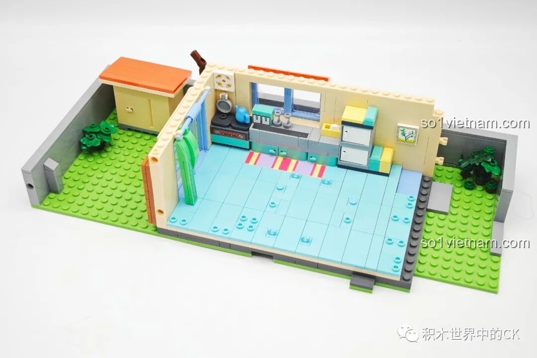 Lắp ráp khu vực bếp của bộ lắp ghép Keeppley K20422 Ngôi nhà của Nobi Nobita.