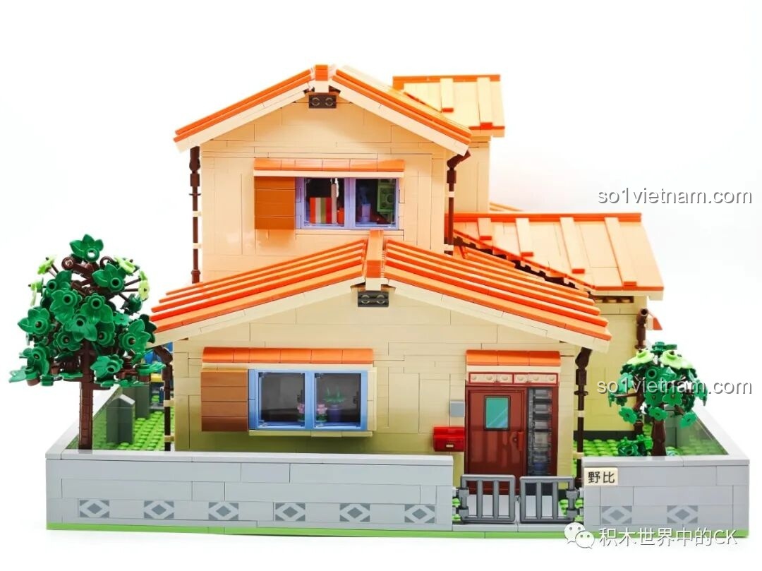 Góc nhìn khác của bếp và phòng ăn trong bộ xếp hình Biệt thự của Nobita Keeppley K20422.