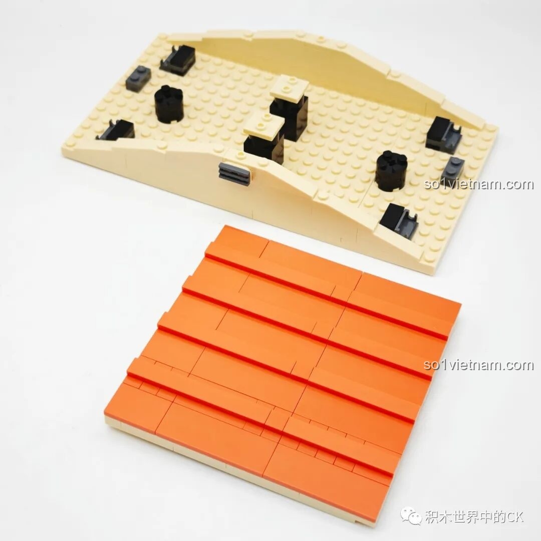 Tổng thể ngôi nhà của Nobi Nobita K20422 Keeppley đã hoàn thiện, nhìn từ góc trước bên trái.