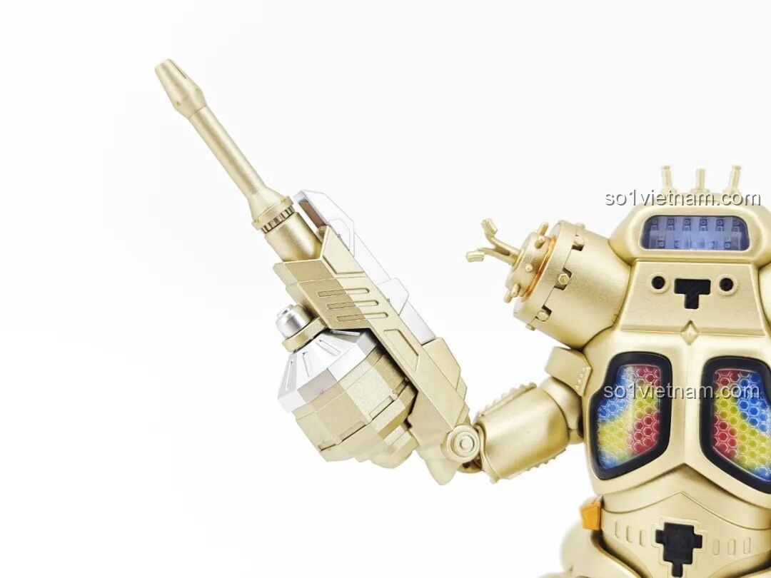 Mô hình Robot King Joe K75161 trên nền đen, cầm Pedanium Rocket Launcher, nhìn từ góc thấp, đầy uy quyền.