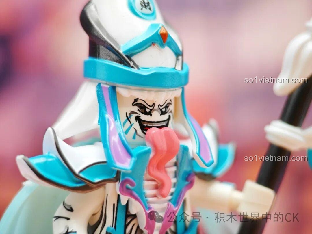 Cận cảnh lá cờ của Bạch Vô Thường Kuzao 11716, hiển thị họa tiết rồng và chi tiết thiết kế.