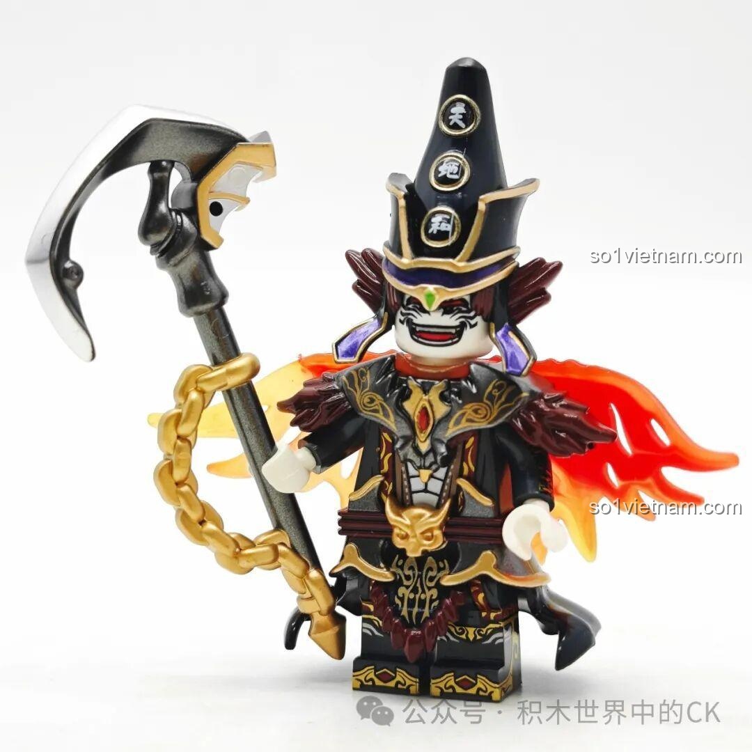 Các mảnh ghép của bộ lắp ghép Kuzao Chung Quỳ 11718 sau khi unboxing, kèm theo hướng dẫn và tấm card nhân vật.