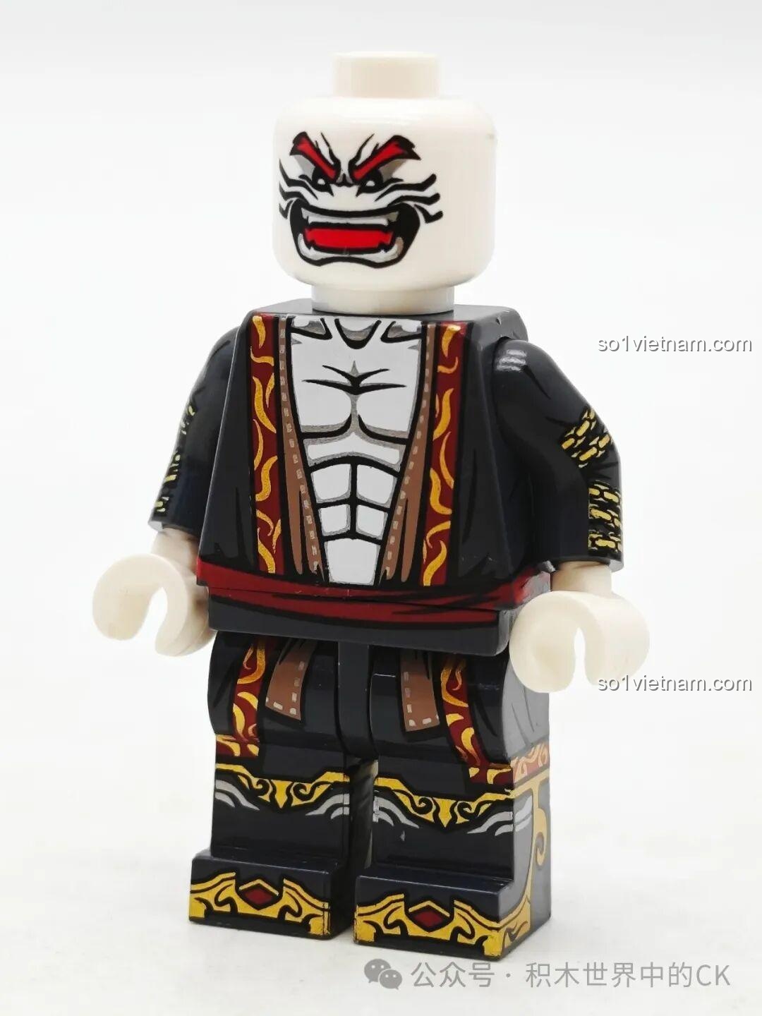 Minifigure Hắc Vô Thường Kuzao 11717 chưa lắp phụ kiện, mặt trước, hiển thị chi tiết in ấn trên thân và chân.