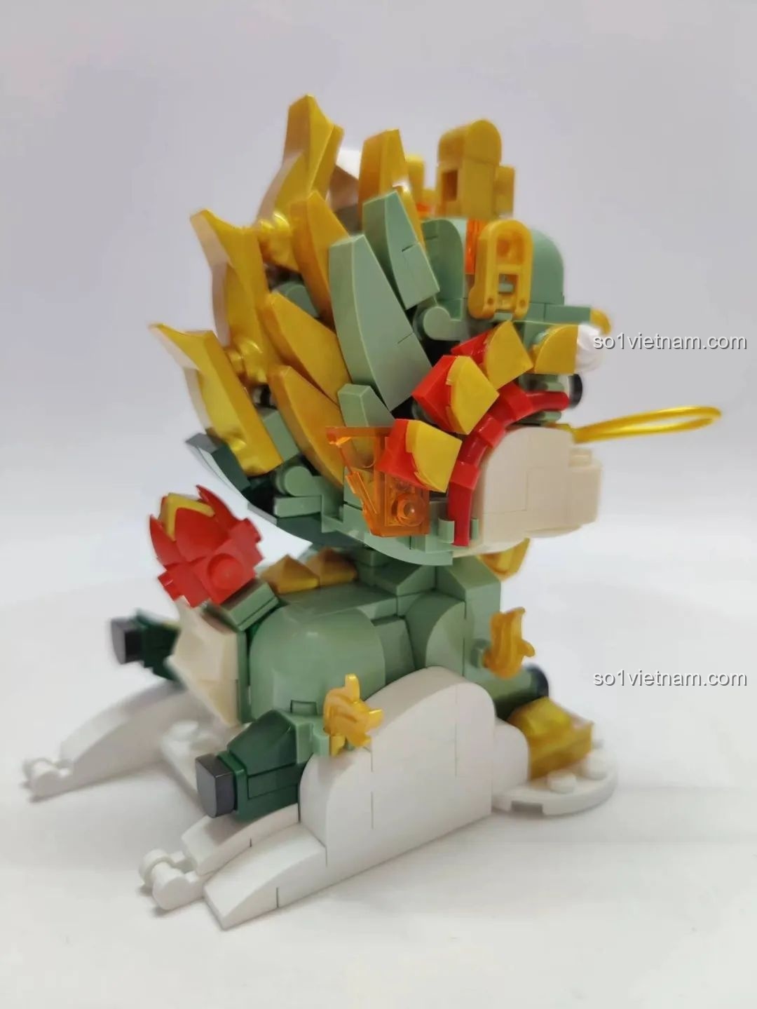 Mô hình Kỳ Lân Chiêu Tài JK5132 JAKI đã hoàn thiện, nhìn từ góc nghiêng, thể hiện chi tiết thiết kế.