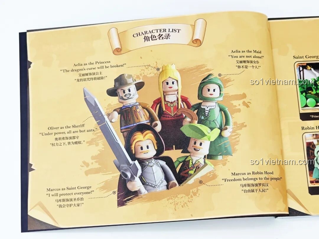 Danh sách nhân vật minifigure và vai diễn của họ trong sách hướng dẫn Lumibricks L9063 Đoàn Kịch Biểu Diễn Thời Trung Cổ. Kịch Trường Trung Cổ L 9063.