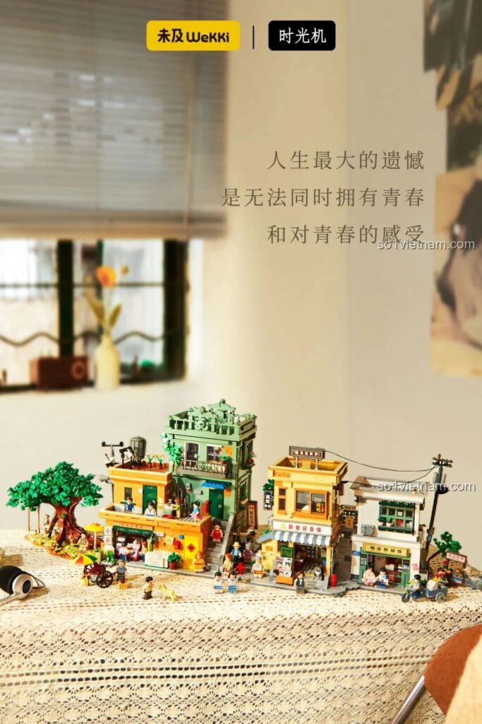 Toàn cảnh bộ lắp ráp Wekki 516953 "Máy Thời Gian: 8090s Tuổi Trẻ" tái hiện khu phố thập niên 80-90