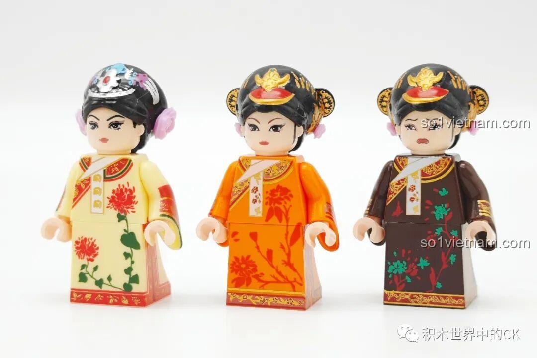 Mặt sau các minifigures nữ của board game Trò chơi Hậu Cung cho trẻ từ 12 tuổi.