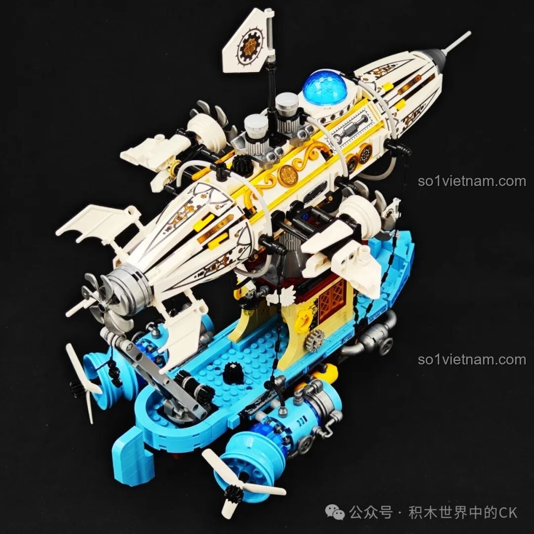 Review ZHEGAO 958015 từ góc nhìn phía trước, cho thấy sự đối xứng của các động cơ và mũi khinh khí cầu.