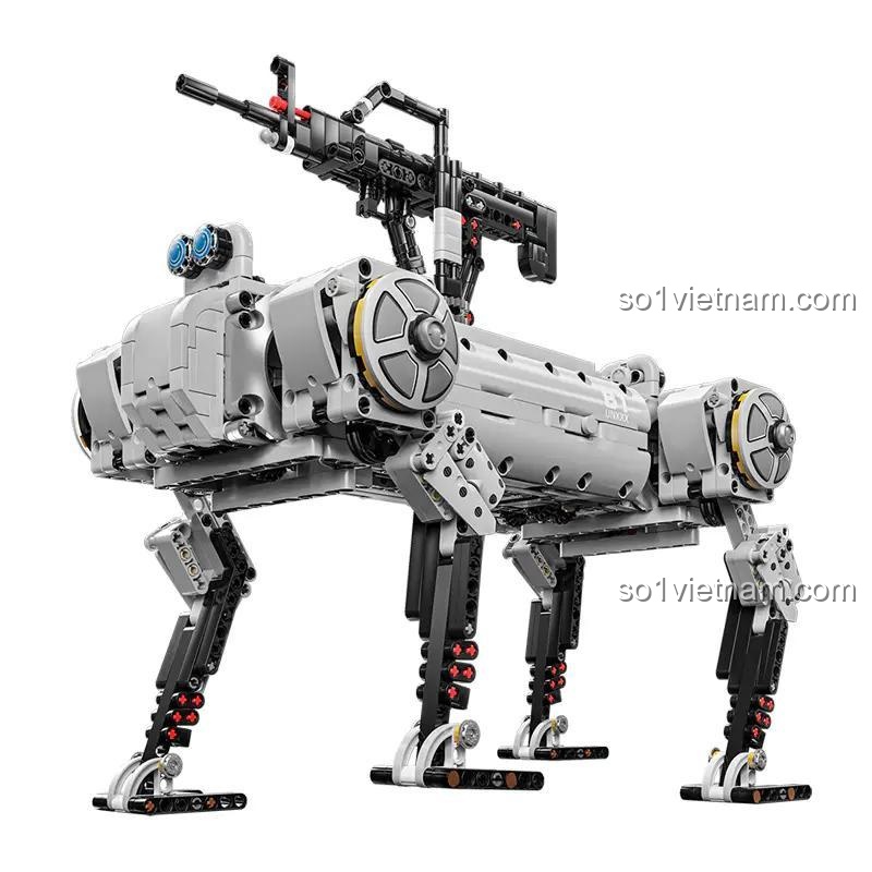 Chi tiết robot chó máy không người lái 12GO 96009, bộ lắp ghép 1613 mảnh, đồ chơi mô hình robot chiến đấu, đồ chơi giáo dục cho bé trai 6 tuổi