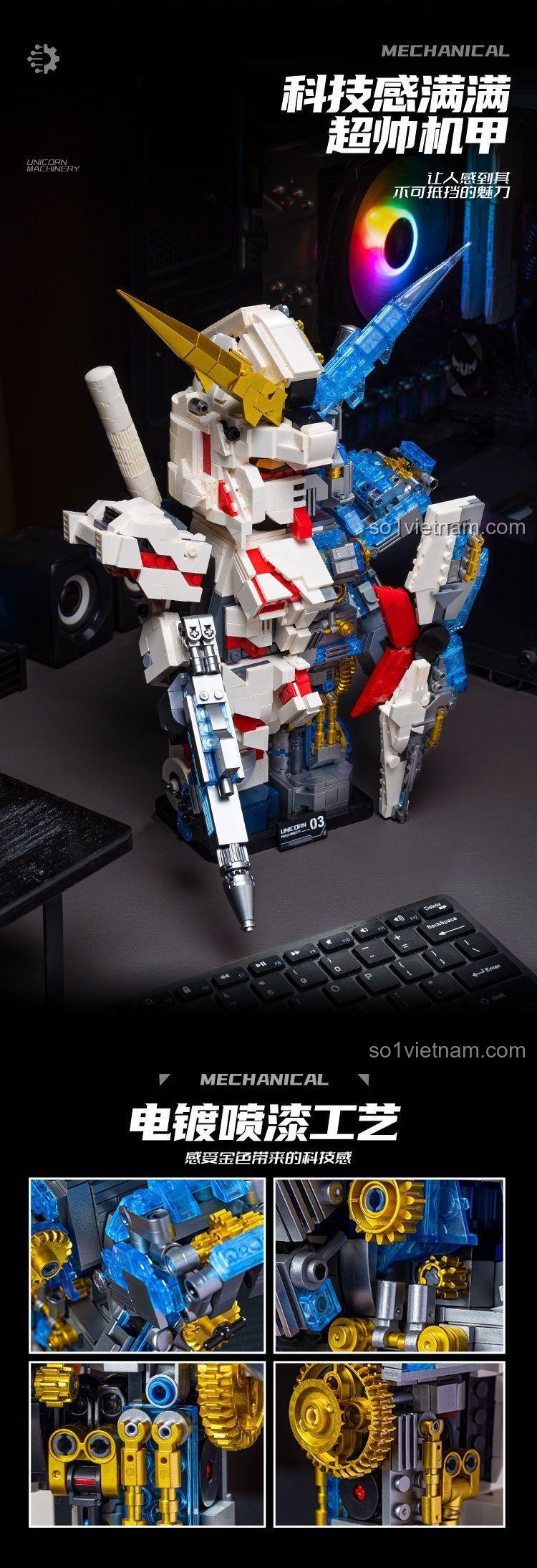 Kích thước mô hình Robot Unicorn Machinery KuMeiGao 24012