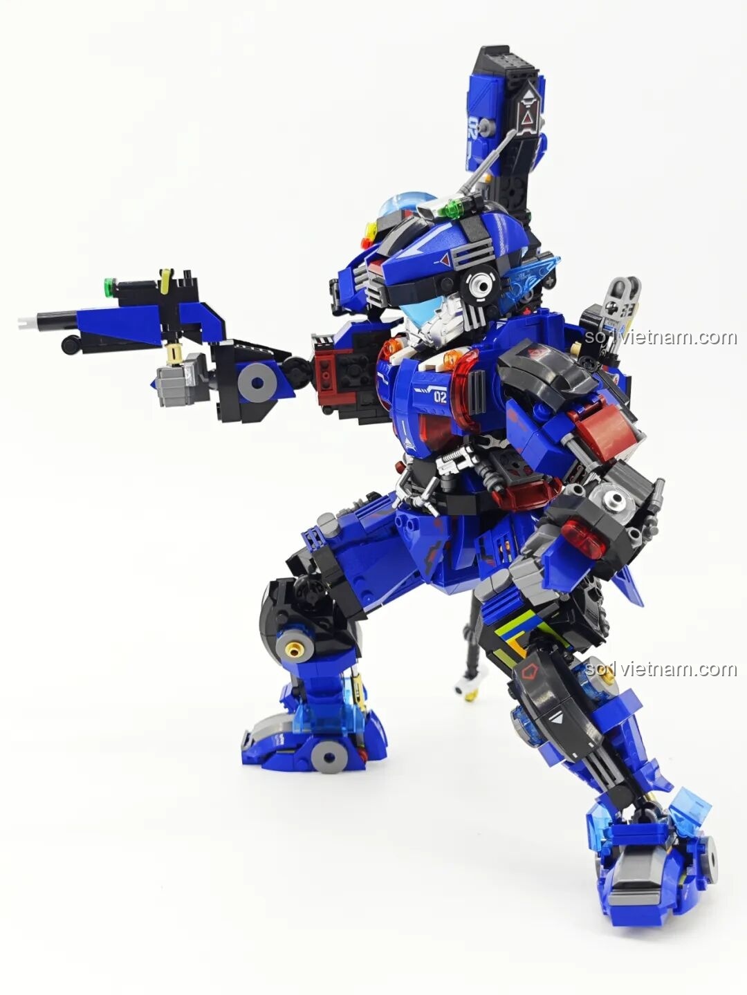Robot Xạ Thủ Thần Súng Keeppley 23102 trong tư thế bắn nằm, súng bắn tỉa khổng lồ.