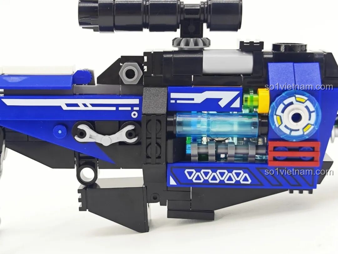 Robot Xạ Thủ Thần Súng Keeppley 23102 trong tư thế bắn nằm, súng bắn tỉa khổng lồ.