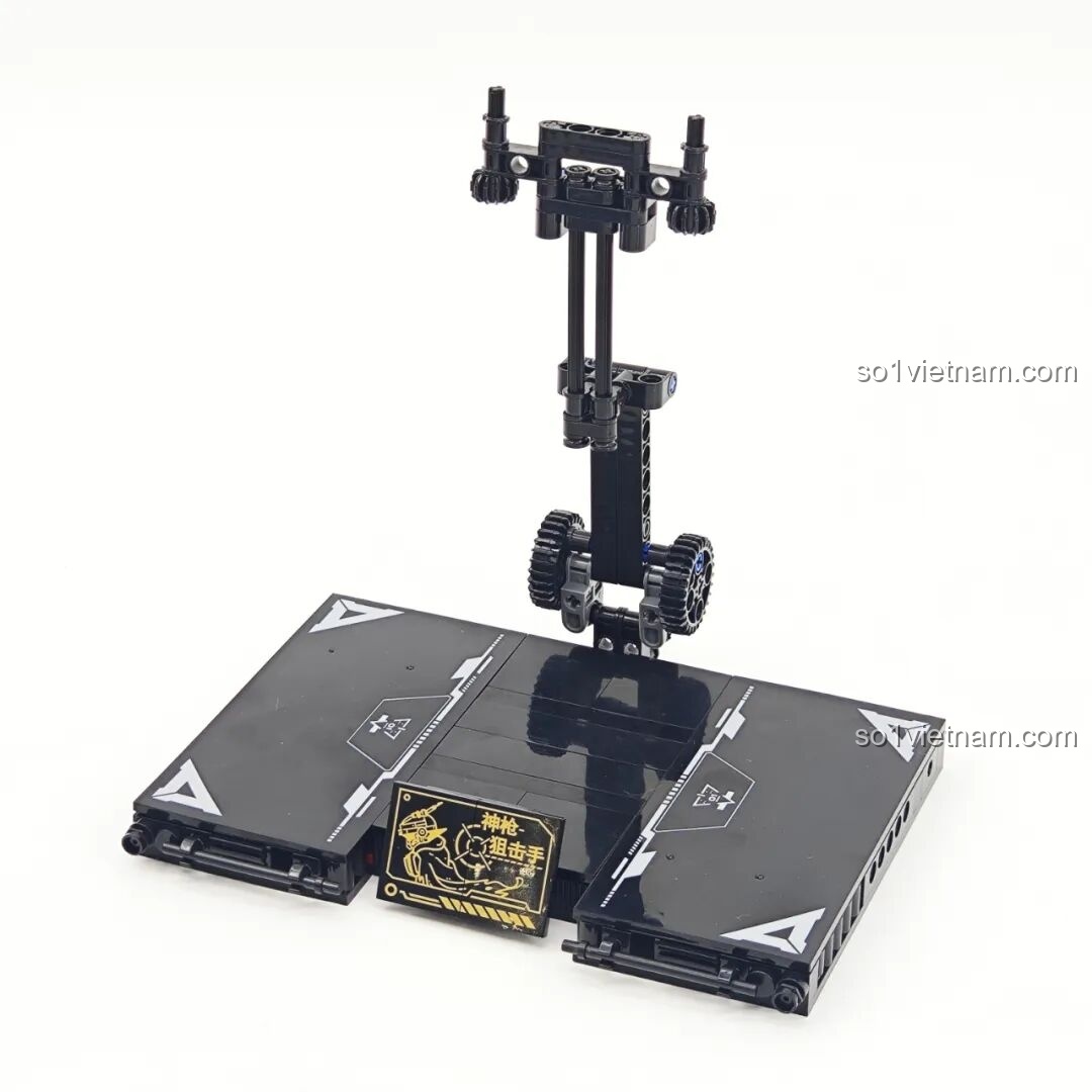 Robot Xạ Thủ Thần Súng Keeppley 23102 trong tư thế bắn nằm trên bệ đỡ, áo choàng.
