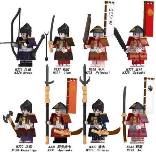 Bộ đồ chơi Võ Sĩ Samurai Nhật Bản Rui Zhi N330, bộ 8 minifigure lính samurai chi tiết cao, phù hợp bé trai 6 tuổi, giá tốt.