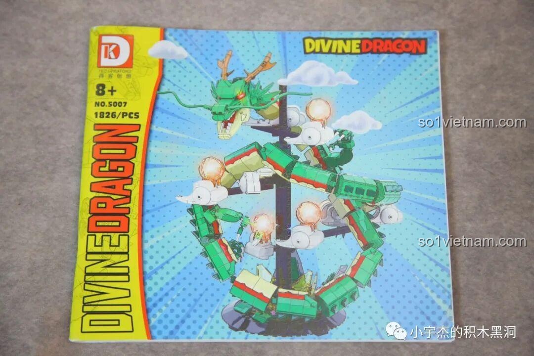 Sách hướng dẫn lắp ráp chi tiết cho mô hình Rồng thiêng triệu hồi từ 7 viên ngọc, đi kèm trong bộ DK 5007.