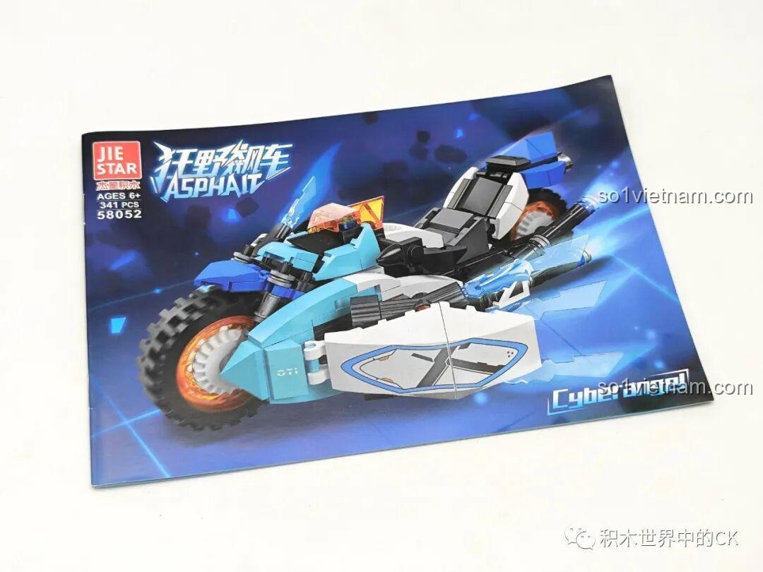 Sách hướng dẫn lắp ráp chi tiết của bộ đồ chơi mô hình Xe moto phong cách khoa học viễn tưởng JIESTAR 58052.