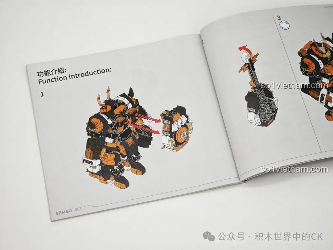 Sách hướng dẫn lắp ráp chi tiết của mô hình robot Ma Lễ Hải, in màu rõ ràng, dễ hiểu cho bé.