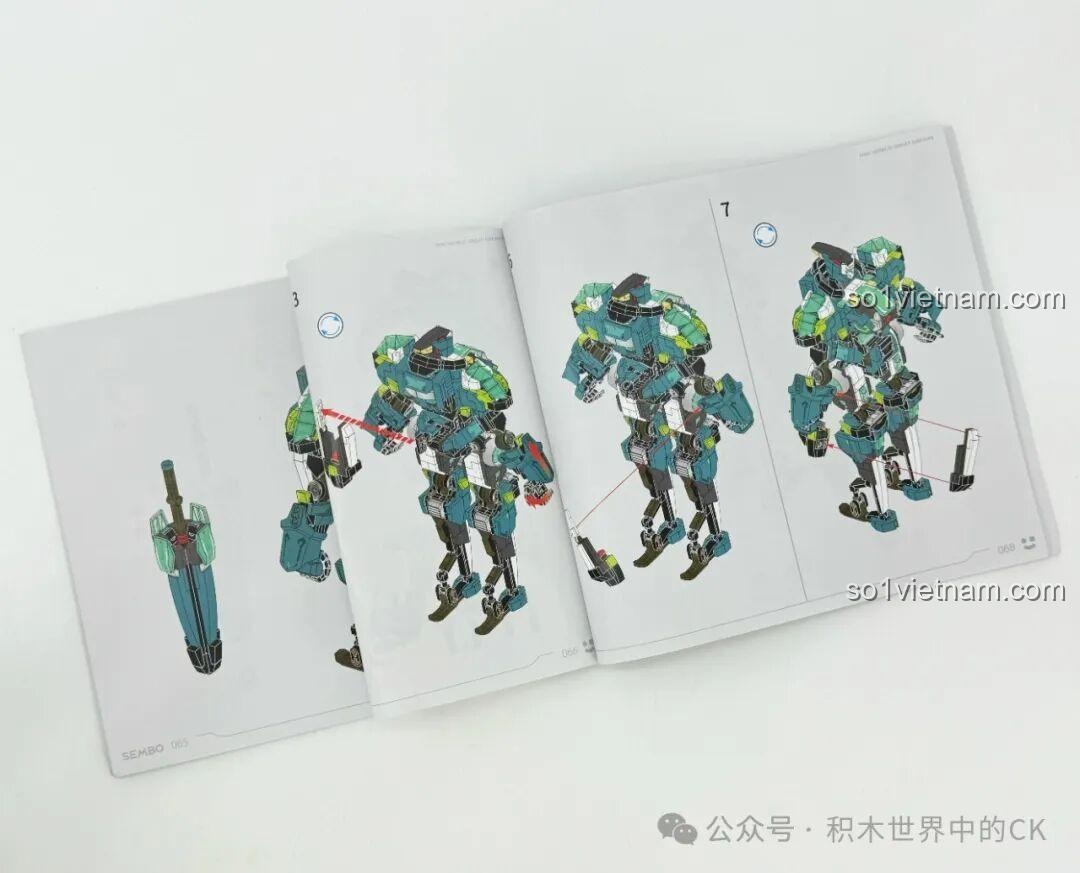 Sách hướng dẫn lắp ráp chi tiết của mô hình robot Ma Lễ Hồng, in màu rõ ràng, dễ hiểu cho bé.