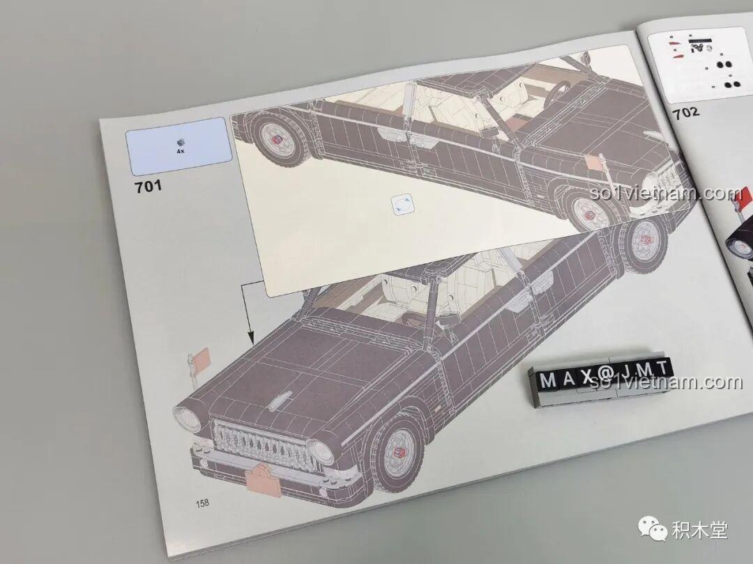 Trang cuối cùng của sách hướng dẫn lắp ráp Zhimeng Tree T5043 Xe Lễ Tân Hồng Kỳ, tổng kết các bước.