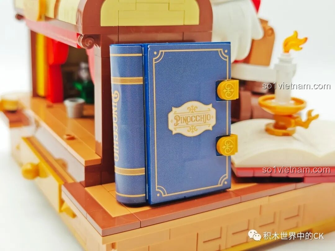 Sân khấu múa rối mini của Pinocchio Wekki 506186 với các minifigures đang biểu diễn, tạo cảnh tượng sống động.