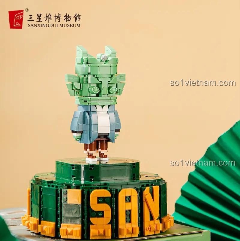 Chi tiết mặt sau của đồ chơi xây dựng Cổ vật Sanxingdui 16195, thể hiện sự tinh xảo của 1068 mảnh ghép.