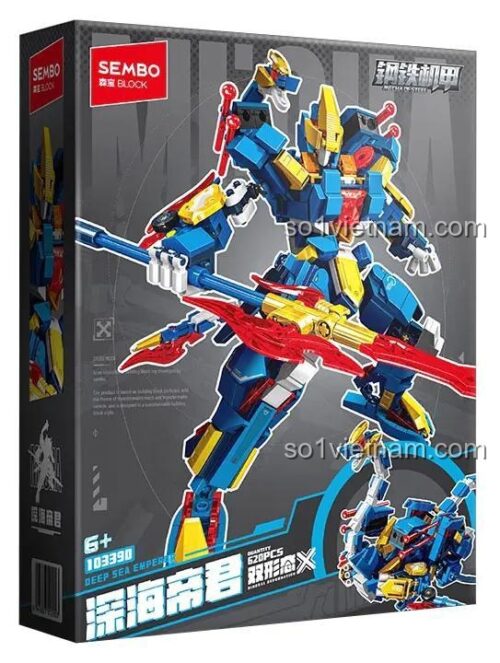 SEMBO 103390 Hộp sản phẩm Cơ Giáp Thâm Hải Đế Quân Robot Biến Hình Đồ chơi lắp ghép cho bé trai 6 tuổi 620 chi tiết