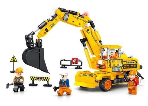 SEMBO 104008 Xe đào bánh lốp 4 trong 1, bộ lắp ghép xe công trình cho bé 6 tuổi, đồ chơi xây dựng sáng tạo, giá tốt