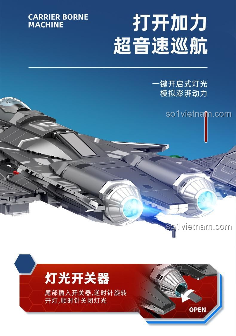 SEMBO 202192 Máy bay chiến đấu đa năng thế hệ mới, bộ đồ chơi máy bay chiến đấu, đồ chơi xây dựng máy bay quân sự, đồ chơi lắp ghép máy bay chiến đấu thế hệ mới với đèn LED