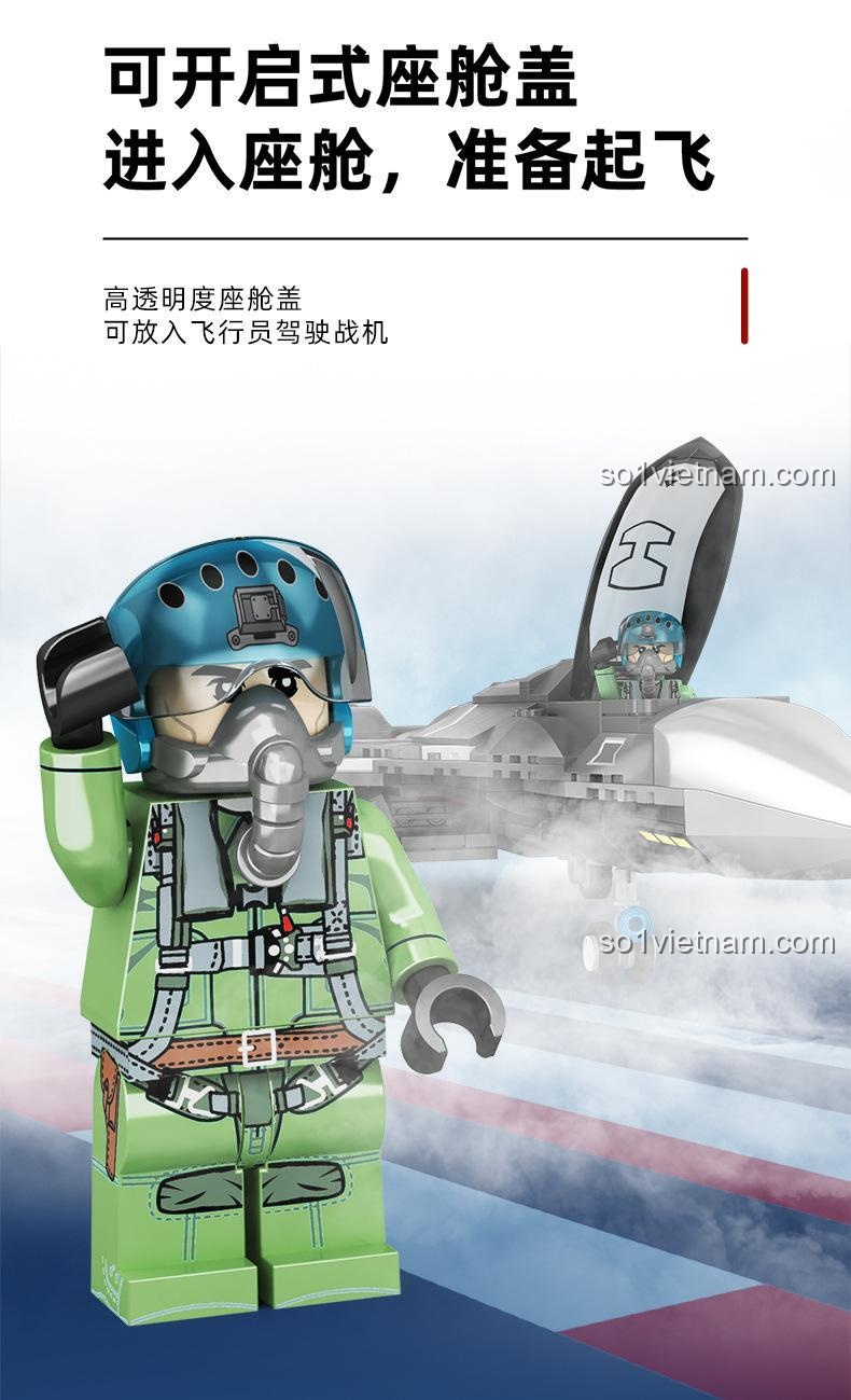 SEMBO 202192 Máy bay chiến đấu đa năng thế hệ mới, bộ đồ chơi máy bay chiến đấu, đồ chơi xây dựng máy bay quân sự, đồ chơi lắp ghép máy bay chiến đấu thế hệ mới với khoang lái trong suốt