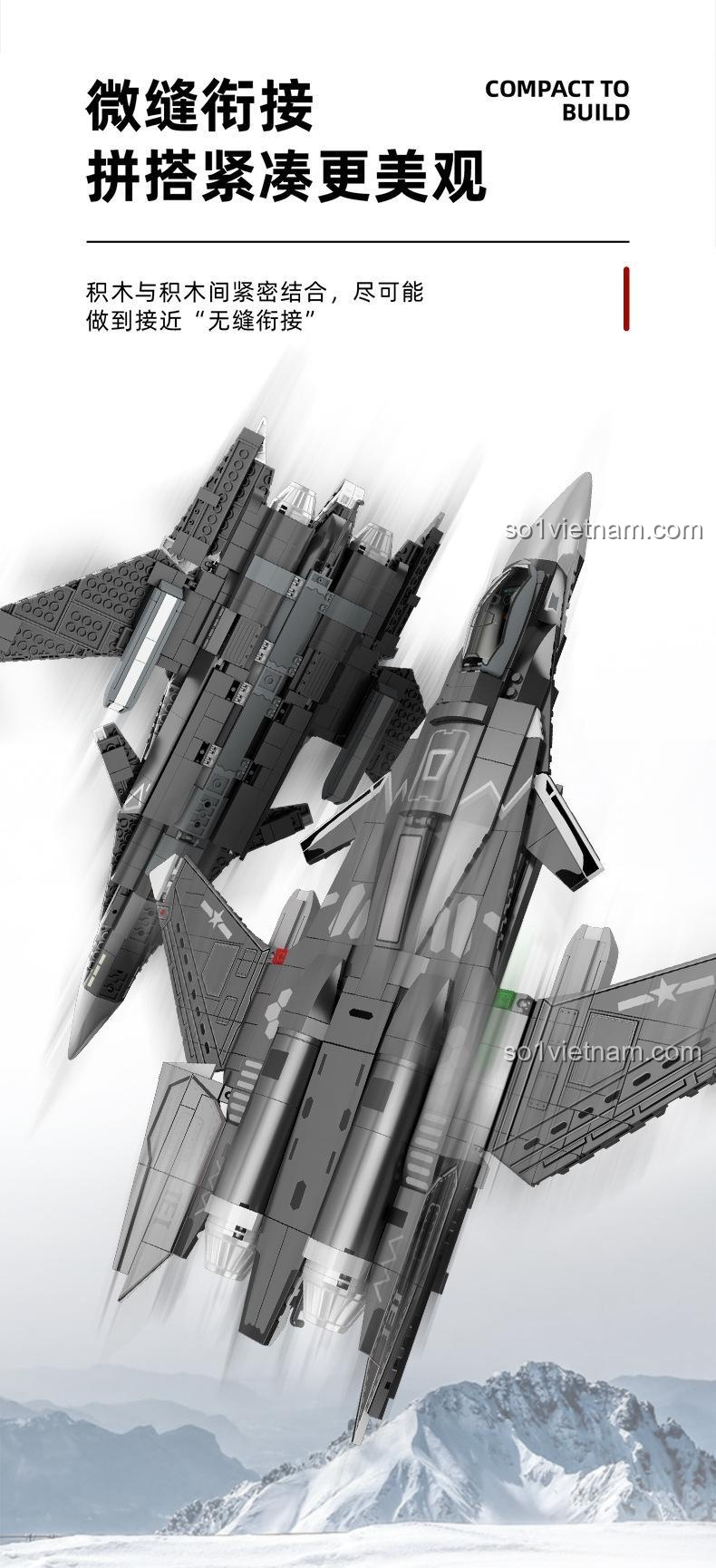 SEMBO 202192 Máy bay chiến đấu đa năng thế hệ mới, bộ đồ chơi máy bay chiến đấu, đồ chơi xây dựng máy bay quân sự, đồ chơi lắp ghép máy bay chiến đấu thế hệ mới với các mảnh ghép chắc chắn