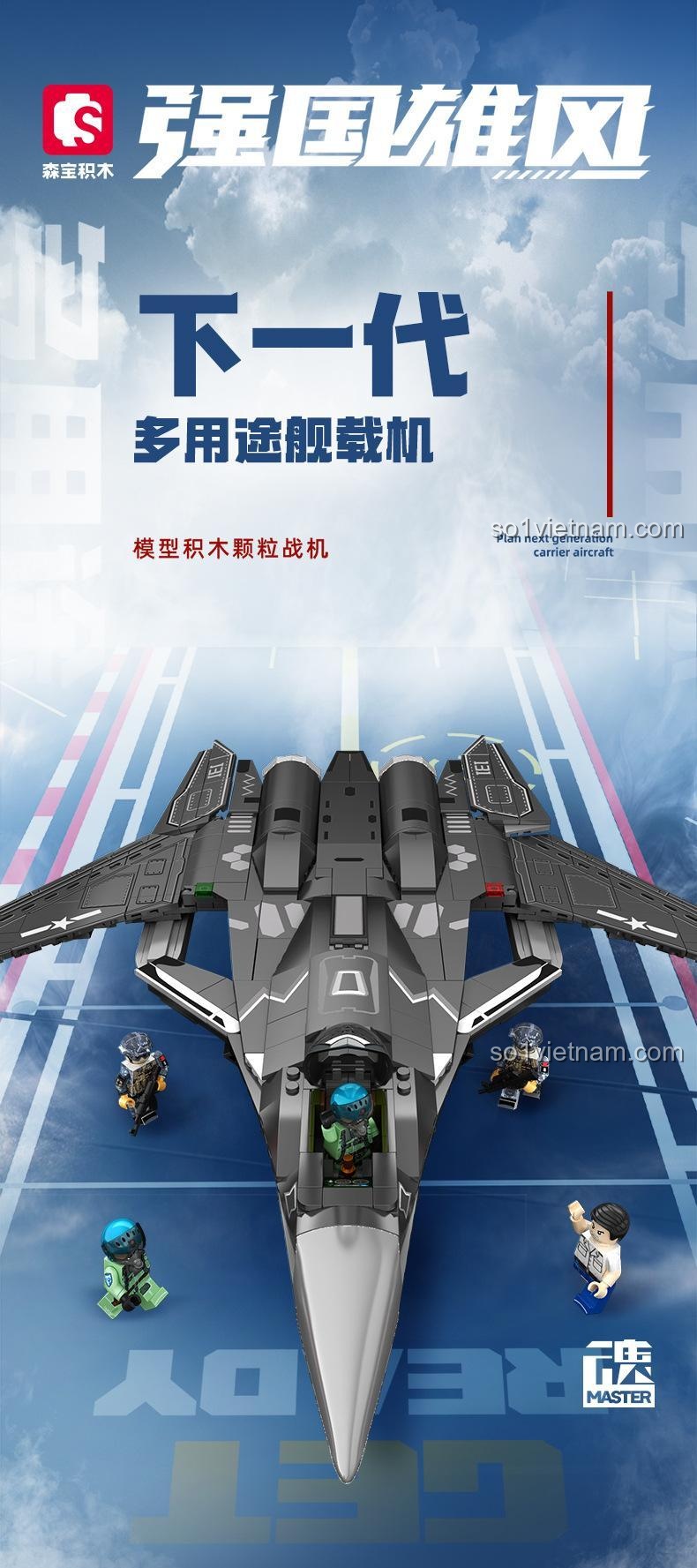 SEMBO 202192 Máy bay chiến đấu đa năng thế hệ mới, bộ đồ chơi máy bay chiến đấu, đồ chơi xây dựng máy bay quân sự, đồ chơi lắp ghép máy bay chiến đấu thế hệ mới với phi hành gia cho bé trai 6 tuổi