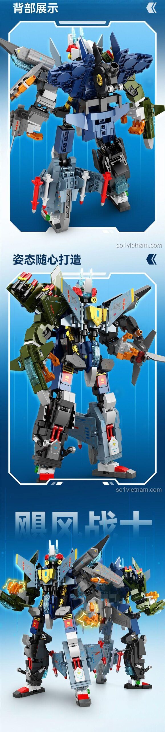 SEMBO 202226 Trực thăng vũ trang lắp ráp 4 kiểu, Khớp nối linh hoạt, Tương thích LEGO®, 261 chi tiết, cho bé trai 6 tuổi