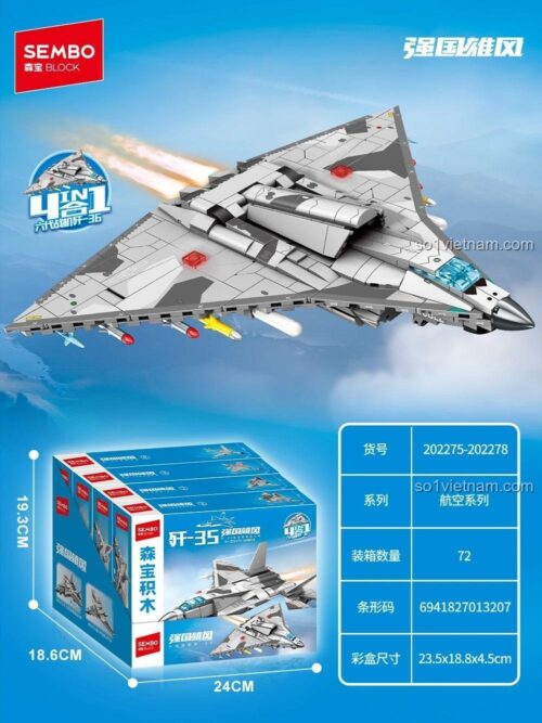 SEMBO 202278 Hộp bộ lắp ghép Máy bay chiến đấu J-36 thế hệ thứ 6, Mô hình máy bay chiến đấu tàng hình J-36, Đồ chơi xây dựng máy bay quân sự J-36, 232 chi tiết, Độ tuổi 6+, Con trai, Sức mạnh Tàng hình, Giá tốt