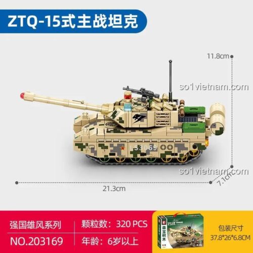 SEMBO 203169 Xe tăng chiến đấu chủ lực ZTQ-15 bộ lắp ghép 320 chi tiết màu sắc chân thực