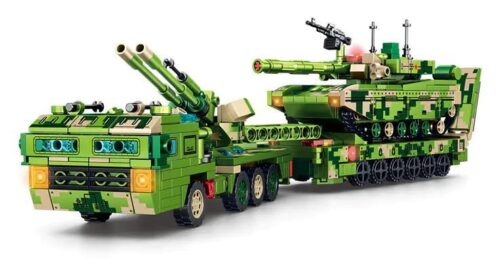 SEMBO 203186 Xe Vận Tải Chở Xe Tăng Chủ Lực 99A, bộ lắp ghép xe quân sự, đồ chơi mô hình cho bé trai 6 tuổi, giá tốt