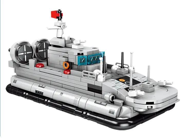 SEMBO 208037 Tàu đệm khí 4 trong 1 bộ lắp ghép mô hình tàu chiến cho bé trai 6 tuổi