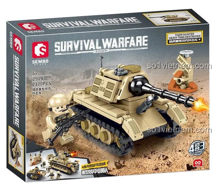 Mặt trước hộp sản phẩm SEMBO 2914 Survival Warfare Heavy Armored Unit - Tiger Tank Destroyer